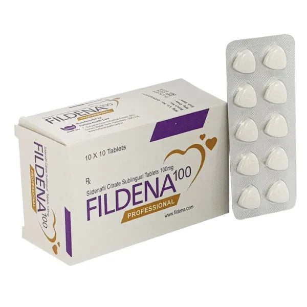 Fildena Professional 100 (Sildenafil Citrate) 100 mg Sildenafil tablet packaging for erectile dysfunction treatment